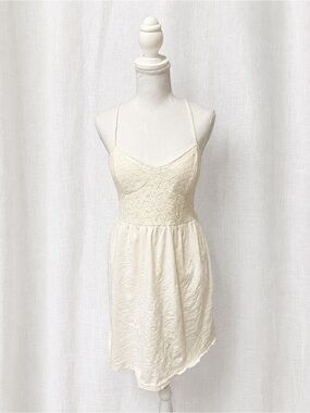 American Eagle Outfitters Cream Lace Bust Mini Dress